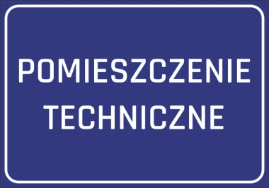 Naklejka Pomieszczenie techniczne - Wzór graficzny. Niebieskie tło z białym napisem POMIESZCZENIE TECHNICZNE