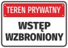 Naklejka Teren prywatny, wstęp wzbroniony - Wzór graficzny. Prostokątna naklejka z czerwonym tłem i białymi literami