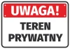 Naklejka Uwaga, teren prywatny - Wzór graficzny. Czerwone tło z białym napisem, duże litery