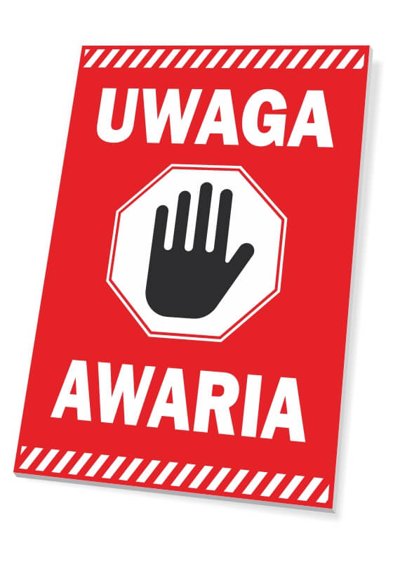 Tabliczka BHP Uwaga awaria