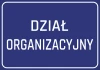 Naklejka Dział organizacyjny - Wzór graficzny. Prosty prostokąt w granatowym tle z białym tekstem