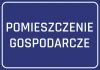 Naklejka Pomieszczenie gospodarcze - Wzór graficzny. Niebieskie tło z białym napisem POMIESZCZENIE GOSPODARCZE