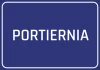 Naklejka Portiernia - Wzór graficzny. Prosty prostokąt z granatowym tłem i białym napisem PORTIERNIA