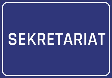 Naklejka Sekretariat - Wzór graficzny. Niebieskie tło z białym napisem SEKRETARIAT w dużych literach