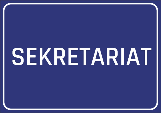 Naklejka Sekretariat - Wzór graficzny. Niebieskie tło z białym napisem SEKRETARIAT w dużych literach