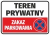 Naklejka Teren prywatny, zakaz parkowania - Wzór graficzny. Prosta forma, duże litery, czerwony i niebieski kolor