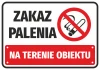 Naklejka Zakaz palenia na terenie obiektu - Wzór graficzny. Czerwony okrąg z przekreślonym papierosem, czarne napisy