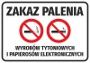 Naklejka Zakaz palenia wyrobów tytoniowych i papierosów elektronicznych N136 - Wzór graficzny. Dwa symbole przekreślonego
