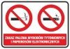 Naklejka Zakaz palenia wyrobów tytoniowych i papierosów elektronicznych N137 - Wzór graficzny. Dwa symbole zakazu