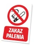 Zakaz palenia - Tabliczka na ścianę - Wzór graficzny. Czerwony okrąg z przekreśloną fajką i napis ZAKAZ PALENIA na białym