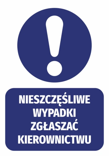 Naklejka N202 Nieszczęśliwe wypadki zgłaszać kierownictwu