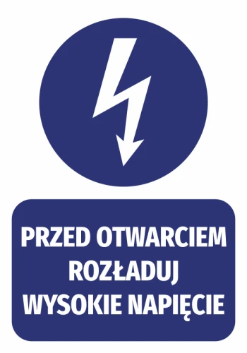 Naklejka Przed otwarciem rozładuj wysokie napięcie