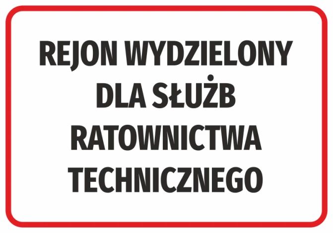 Naklejka Rejon wydzielony dla służb ratownictwa technicznego - Wzór graficzny. Prosty prostokąt z czerwonym obramowaniem