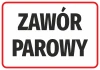 Naklejka Zawór parowy - Wzór graficzny. Duże, czarne litery na białym tle w prostokątnej ramce