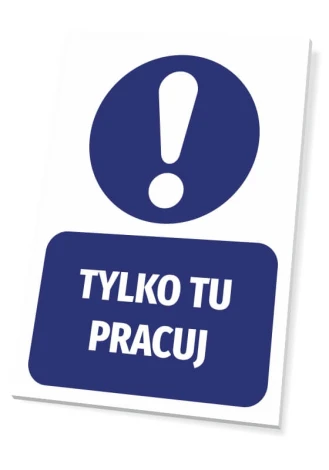 Tabliczka Tylko tu pracuj w nowoczesnym biurze, idealna do podkreślenia strefy pracy w stylowym wnęt