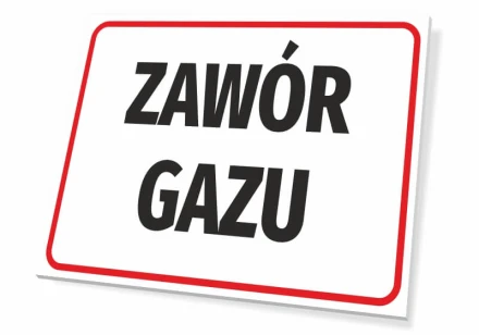 Tabliczka Zawór gazu