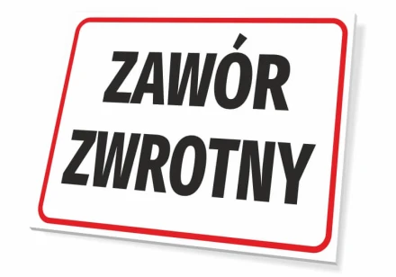 Tabliczka Zawór zwrotny