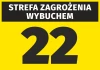 Naklejka Strefa zagrożenia wybuchem N263 - Wzór graficzny. Żółte tło z czarnym napisem i dużą cyfrą 22