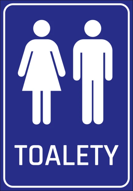 Naklejka Toalety N231 - Wzór graficzny. Dwie postacie symbolizujące mężczyznę i kobietę na niebieskim tle