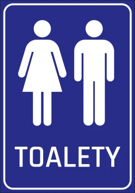 Naklejka Toalety N231 - Wzór graficzny. Dwie postacie symbolizujące mężczyznę i kobietę na niebieskim tle
