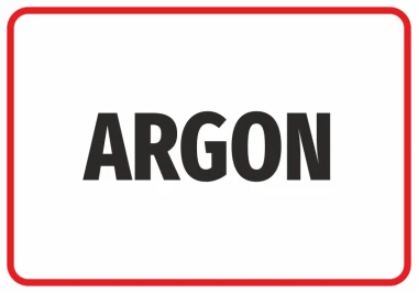 Naklejka Argon - Wzór graficzny. Duże litery ARGON na białym tle z czerwoną ramką