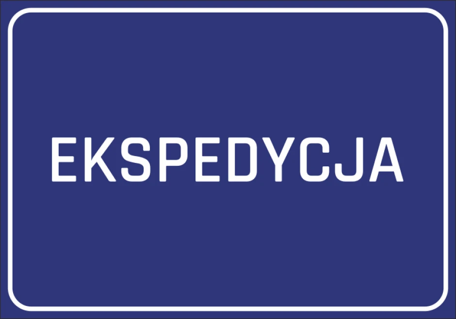 Naklejka Ekspedycja - Wzór graficzny. Niebieskie tło z białym napisem EKSPEDYCJA