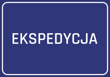 Naklejka Ekspedycja - Wzór graficzny. Niebieskie tło z białym napisem EKSPEDYCJA
