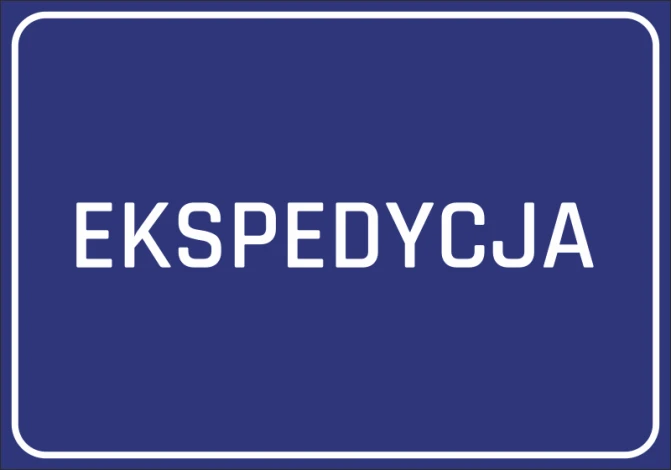 Naklejka Ekspedycja - Wzór graficzny. Niebieskie tło z białym napisem EKSPEDYCJA