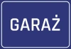 Naklejka Garaż - Wzór graficzny. Niebieskie tło z białym napisem GARAZ w dużych, prostych literach