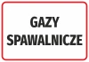 Naklejka Gazy spawalnicze - Wzór graficzny. Duże, czarne litery na białym tle w czerwonej ramce