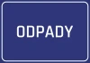 Naklejka Odpady N294 - Wzór graficzny. Niebieskie tło z białym napisem ODPADY w dużej, prostokątnej czcionce