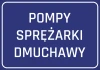 Naklejka Pompy sprężarki dmuchawy - Wzór graficzny. Niebieskie tło z białym tekstem w dużych literach