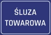Naklejka Śluza towarowa - Wzór graficzny. Prosty prostokąt w kolorze niebieskim z białym napisem