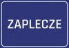 Naklejka Zaplecze - Wzór graficzny. Prostokąt z niebieskim tłem i białym napisem ZAPLECZE