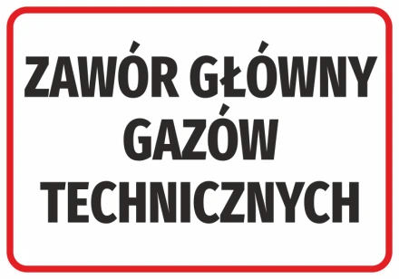 Naklejka Zawór główny gazów technicznych