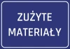 Naklejka Zużyte materiały - Wzór graficzny. Niebieskie tło z białym tekstem ZUŻYTE MATERIAŁY