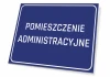 Tabliczka Pomieszczenie administracyjne - Wzór graficzny. Prostokątna tabliczka z niebieskim tłem i białym napisem
