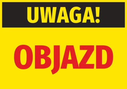 Naklejka Uwaga Objazd