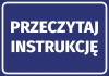 Naklejka Przeczytaj instrukcję - Wzór graficzny. Niebieskie tło z białym napisem w dużych literach