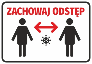 Naklejka Zachowaj odstęp N413 w wyrazistej grafice, idealna do biura lub przestrzeni publicznej, pro