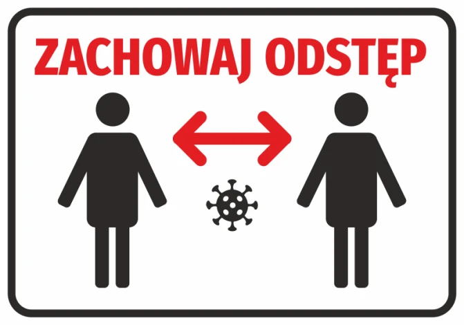 Naklejka Zachowaj odstęp N413 w wyrazistej grafice, idealna do biura lub przestrzeni publicznej, pro