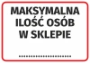 Naklejka Maksymalna ilość osób w sklepie - Wzór graficzny. Prosty prostokąt z czerwonym obramowaniem, czarny tekst na białym