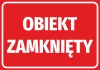 Naklejka Obiekt zamknięty - Wzór graficzny. Czerwone tło z białym napisem dużymi literami