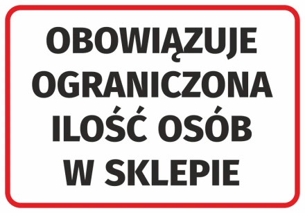 Naklejka Obowiązuje ograniczona ilość osób w sklepie