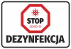 Naklejka Stop dezynfekcja N427 - Wzór graficzny. Czerwony ośmiokąt z napisem STOP i symbolem wirusa
