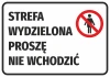Naklejka Strefa wydzielona proszę nie wchodzić - Wzór graficzny. Czerwony okrąg z przekreśloną sylwetką człowieka na białym