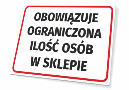 Tabliczka Obowiązuje ograniczona ilość osób w sklepie