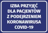 Naklejka Izba przyjęć dla pacjentów z podejrzeniem koronawirusa COVID-19 - Wzór graficzny. Prosta, prostokątna forma