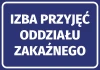 Naklejka Izba przyjęć oddziału zakaźnego - Wzór graficzny. Niebieskie tło z białym tekstem w dużych literach