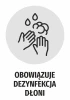 Naklejka Obowiązuje dezynfekcja dłoni N481 - Wzór graficzny. Dwie dłonie myjące się z kroplami wody i bąbelkami